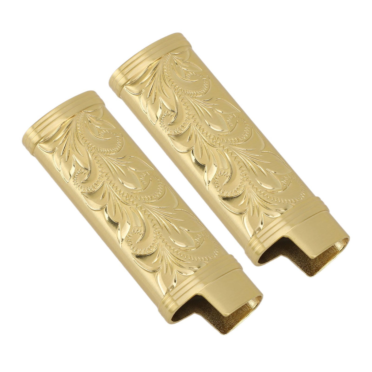 2Pcs Lighter Case Zinc Alloy Lighter Storage Container Floral Pattern for Outdoor Camping Hiking Gold