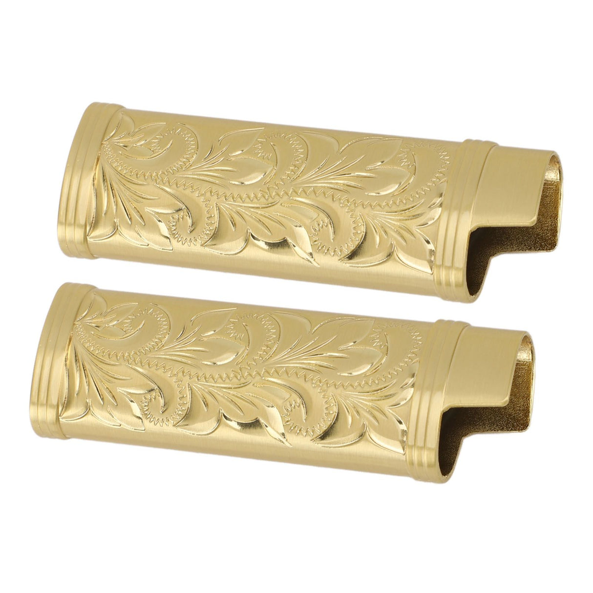 2Pcs Lighter Case Zinc Alloy Lighter Storage Container Floral Pattern for Outdoor Camping Hiking Gold
