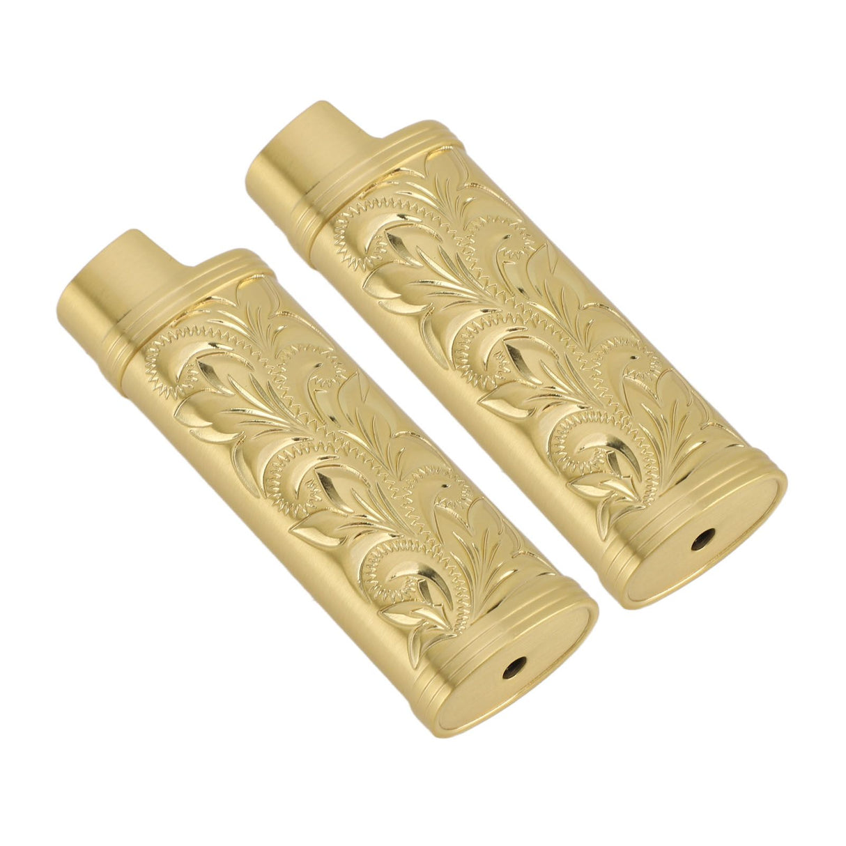 2Pcs Lighter Case Zinc Alloy Lighter Storage Container Floral Pattern for Outdoor Camping Hiking Gold