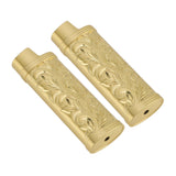 2Pcs Lighter Case Zinc Alloy Lighter Storage Container Floral Pattern for Outdoor Camping Hiking Gold - Rear View