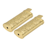 2Pcs Lighter Case Zinc Alloy Lighter Storage Container Floral Pattern for Outdoor Camping Hiking Gold