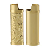 2Pcs Lighter Case Zinc Alloy Lighter Storage Container Floral Pattern for Outdoor Camping Hiking Gold