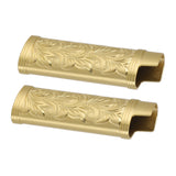 2Pcs Lighter Case Zinc Alloy Lighter Storage Container Floral Pattern for Outdoor Camping Hiking Gold