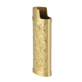 2Pcs Lighter Case Zinc Alloy Lighter Storage Container Floral Pattern for Outdoor Camping Hiking Gold