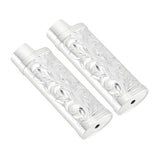 2Pcs Lighter Case Zinc Alloy Lighter Storage Container Floral Pattern for Outdoor Camping Hiking Silver - Rear View