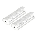 2Pcs Lighter Case Zinc Alloy Lighter Storage Container Floral Pattern for Outdoor Camping Hiking Silver - Close-Up Angle