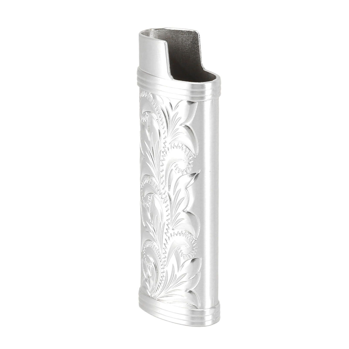 2Pcs Lighter Case Zinc Alloy Lighter Storage Container Floral Pattern for Outdoor Camping Hiking Silver
