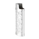 2Pcs Lighter Case Zinc Alloy Lighter Storage Container Floral Pattern for Outdoor Camping Hiking Silver