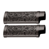 2Pcs Lighter Case Zinc Alloy Lighter Storage Container Floral Pattern for Outdoor Camping Hiking Black