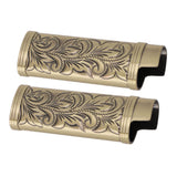 2Pcs Lighter Case Zinc Alloy Lighter Storage Container Floral Pattern for Outdoor Camping Hiking Bronze - Side View
