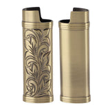 2Pcs Lighter Case Zinc Alloy Lighter Storage Container Floral Pattern for Outdoor Camping Hiking Bronze - Close-Up Angle