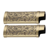2Pcs Lighter Case Zinc Alloy Lighter Storage Container Floral Pattern for Outdoor Camping Hiking Bronze