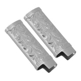 2Pcs Lighter Case Zinc Alloy Lighter Storage Container Floral Pattern for Outdoor Camping Hiking Grey