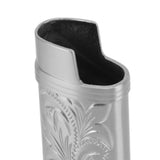 2Pcs Lighter Case Zinc Alloy Lighter Storage Container Floral Pattern for Outdoor Camping Hiking Grey