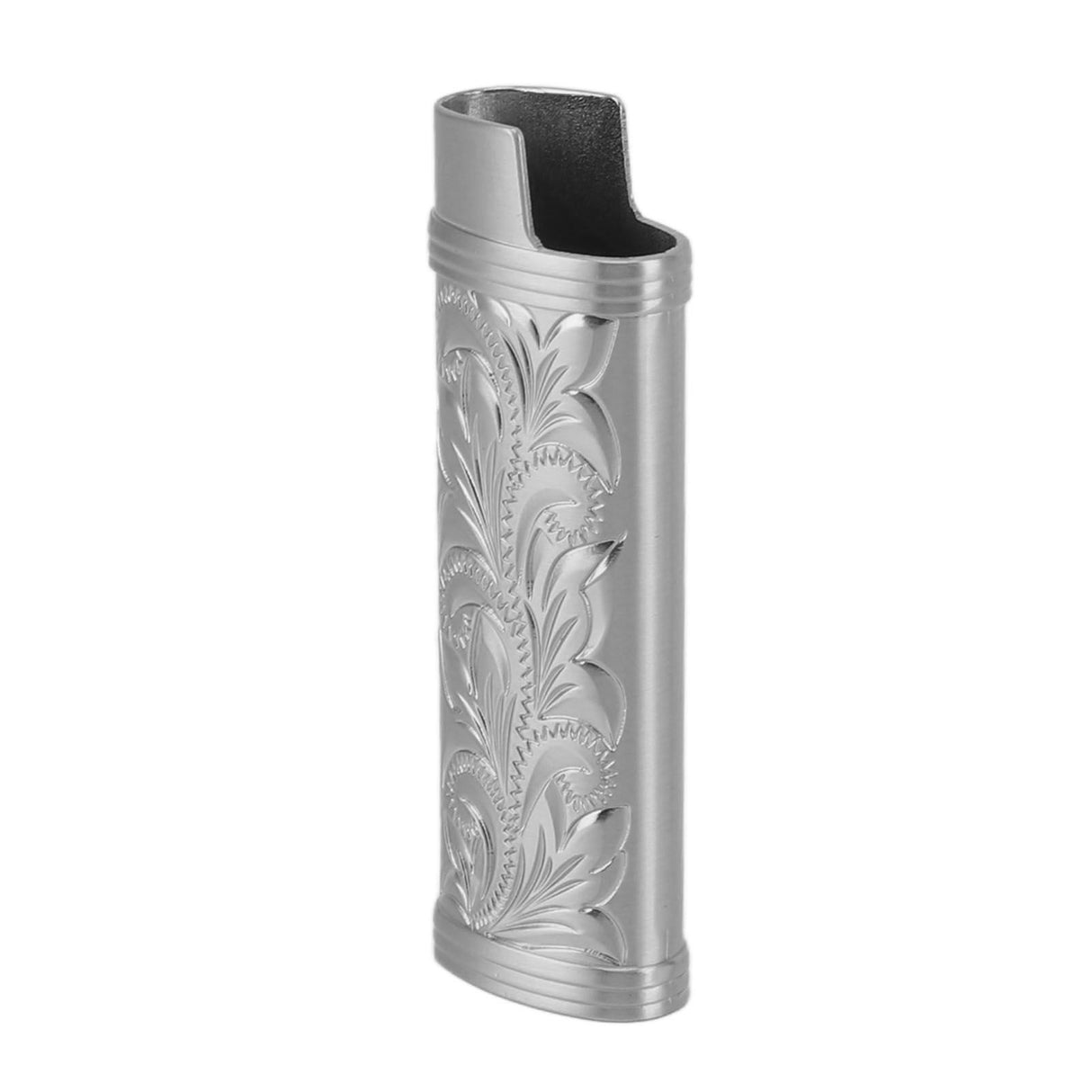 2Pcs Lighter Case Zinc Alloy Lighter Storage Container Floral Pattern for Outdoor Camping Hiking Grey