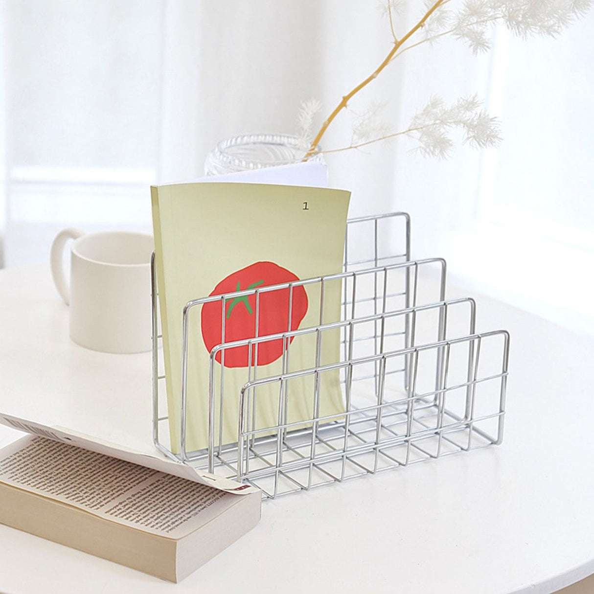 Book Sorter File Magazine Display Organizer Iron Bookend Home Decoration for Office Shelf