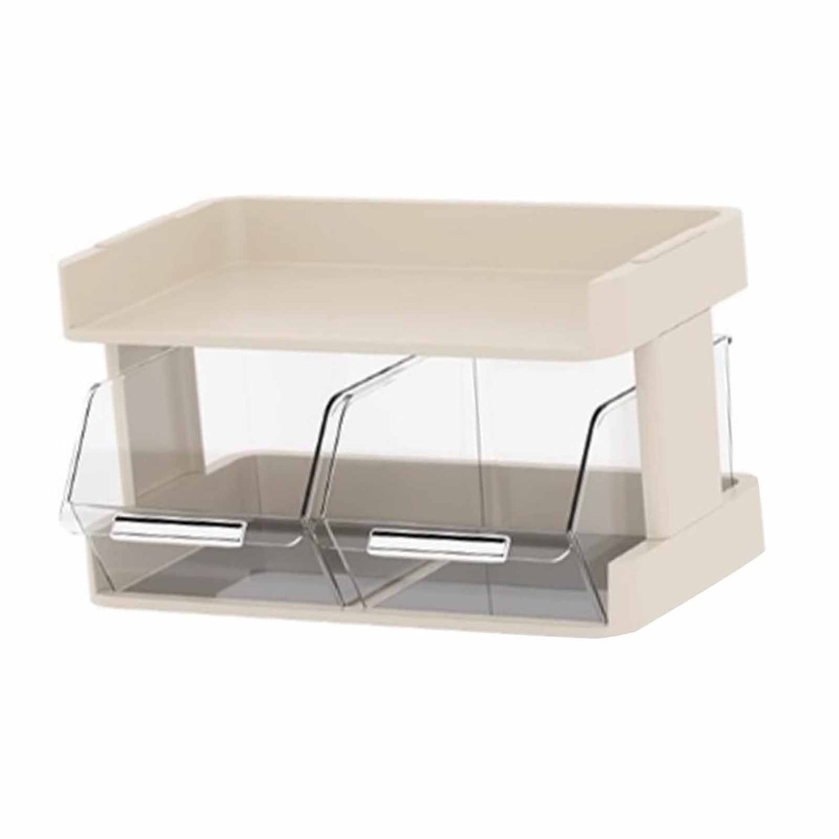 Tea Bag Organizer Office Bar Desktop Tea Bag Coffee Capsule Storage Rack Multilayer Countertop Organizer Cream White 2 Layer 30x17x16.5cm