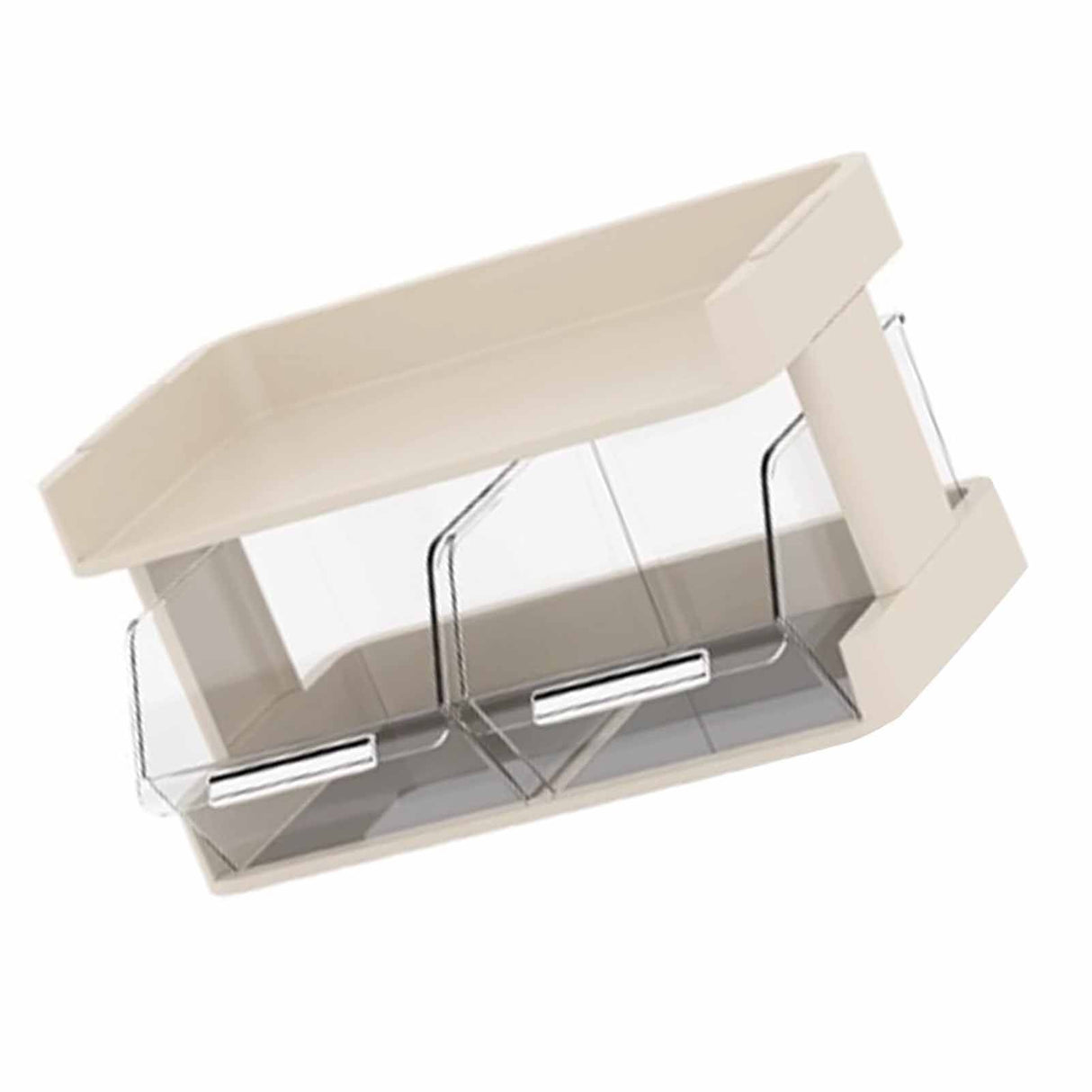 Tea Bag Organizer Office Bar Desktop Tea Bag Coffee Capsule Storage Rack Multilayer Countertop Organizer Cream White 2 Layer 30x17x16.5cm