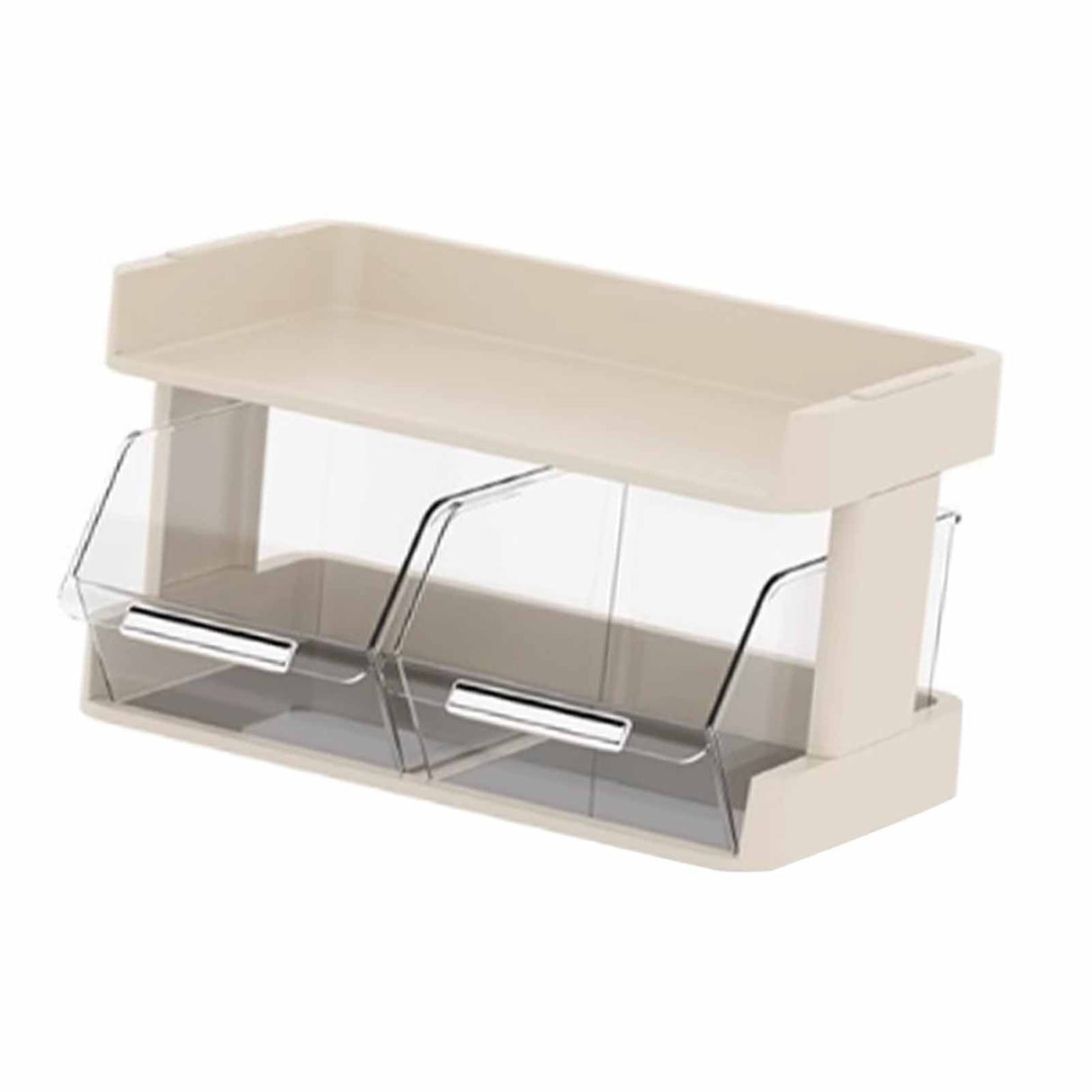 Tea Bag Organizer Office Bar Desktop Tea Bag Coffee Capsule Storage Rack Multilayer Countertop Organizer Cream White 2 Layer 30x17x16.5cm