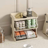 Tea Bag Organizer Office Bar Desktop Tea Bag Coffee Capsule Storage Rack Multilayer Countertop Organizer Cream White 3 Layer 30x17x29.5cm - Rear View