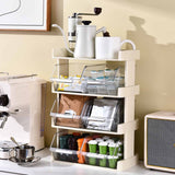 Tea Bag Organizer Office Bar Desktop Tea Bag Coffee Capsule Storage Rack Multilayer Countertop Organizer Cream White 4 Layer 30x17x42.5cm