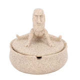 Resin Easter Island Moai Statue Ashtray Decorative Quirky Moai Ashtray Home Decor Table Desktop Ornament with Lid
