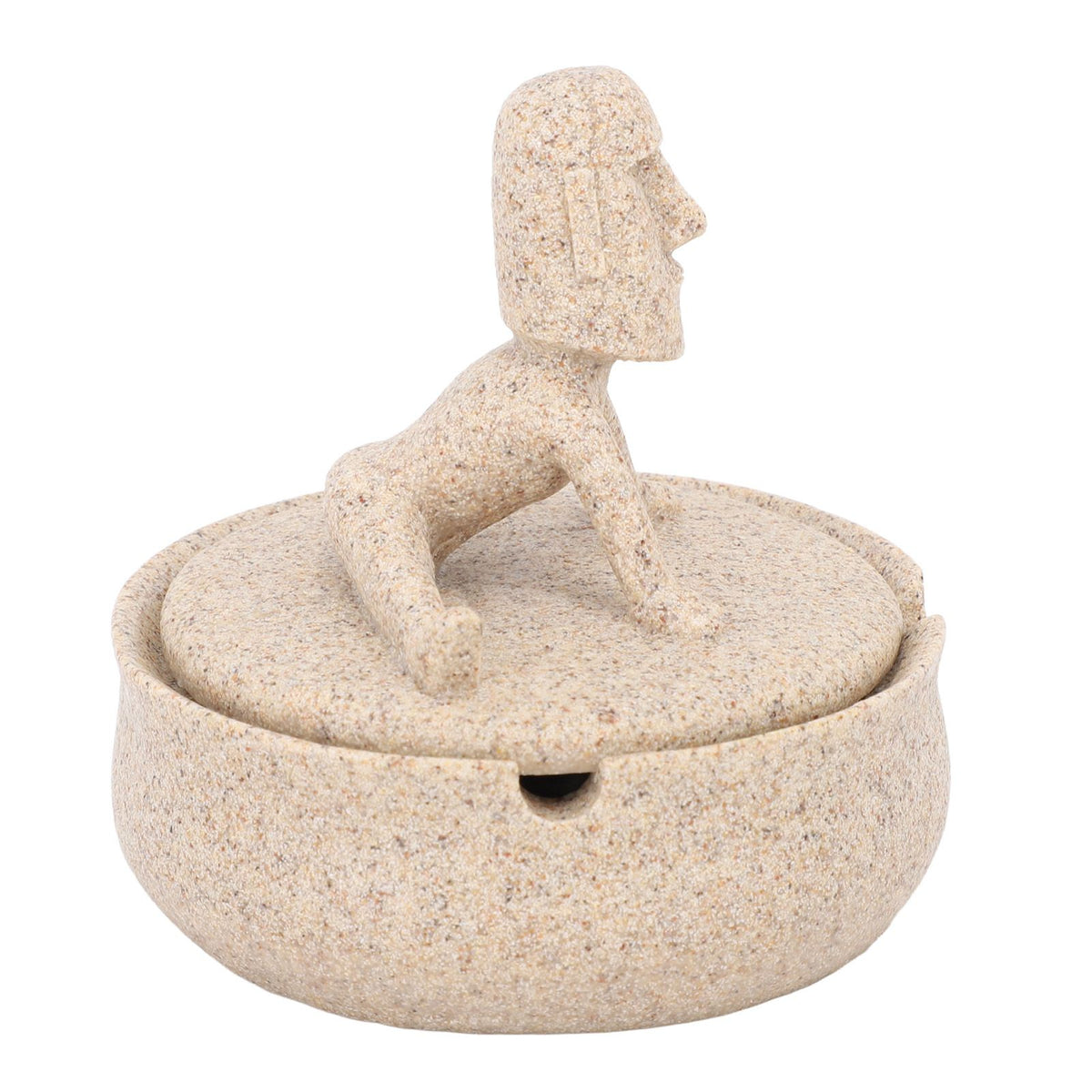 Resin Easter Island Moai Statue Ashtray Decorative Quirky Moai Ashtray Home Decor Table Desktop Ornament with Lid