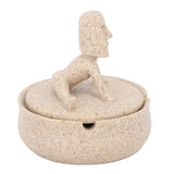Resin Easter Island Moai Statue Ashtray Decorative Quirky Moai Ashtray Home Decor Table Desktop Ornament with Lid