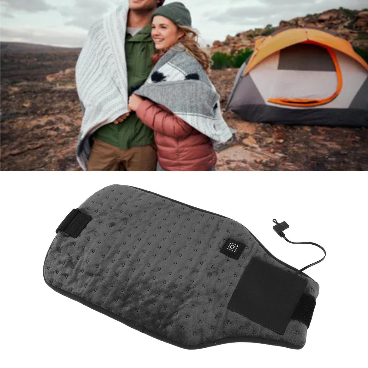 USB Powered Heated Waist Wrap Adjustable Temperature Fast Heating USB Heating Waist Wrap Heating Pad for Waist Neck Knee Dark Gray