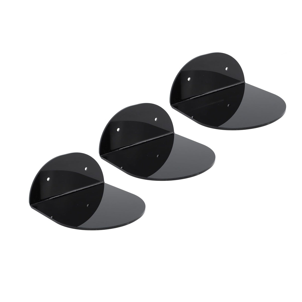 3pcs Wall Speaker Floating Shelves Acrylic Waterproof Wall Mounted Speaker Display Stand for Baby Camera Small Alarm Clock Black