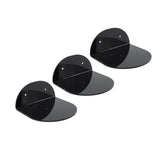 3pcs Wall Speaker Floating Shelves Acrylic Waterproof Wall Mounted Speaker Display Stand for Baby Camera Small Alarm Clock Black - Close-Up Angle