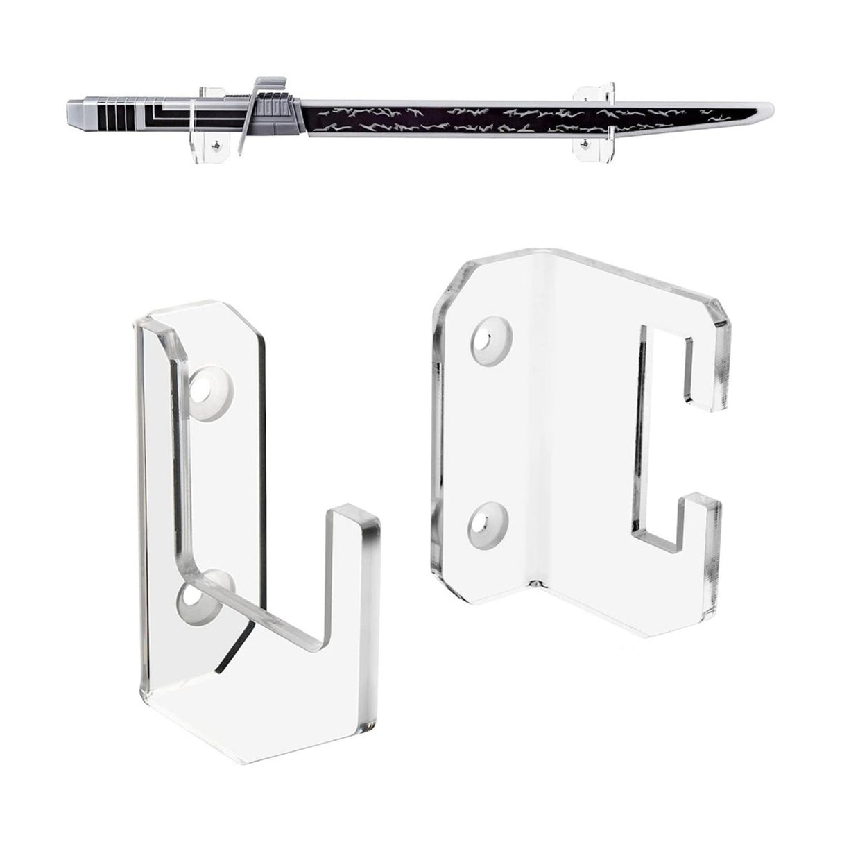 Samurai Sword Holder Horizontal Wall Mount Acrylic Sword Rack Flat Blade Display Stand with Screws Transparent