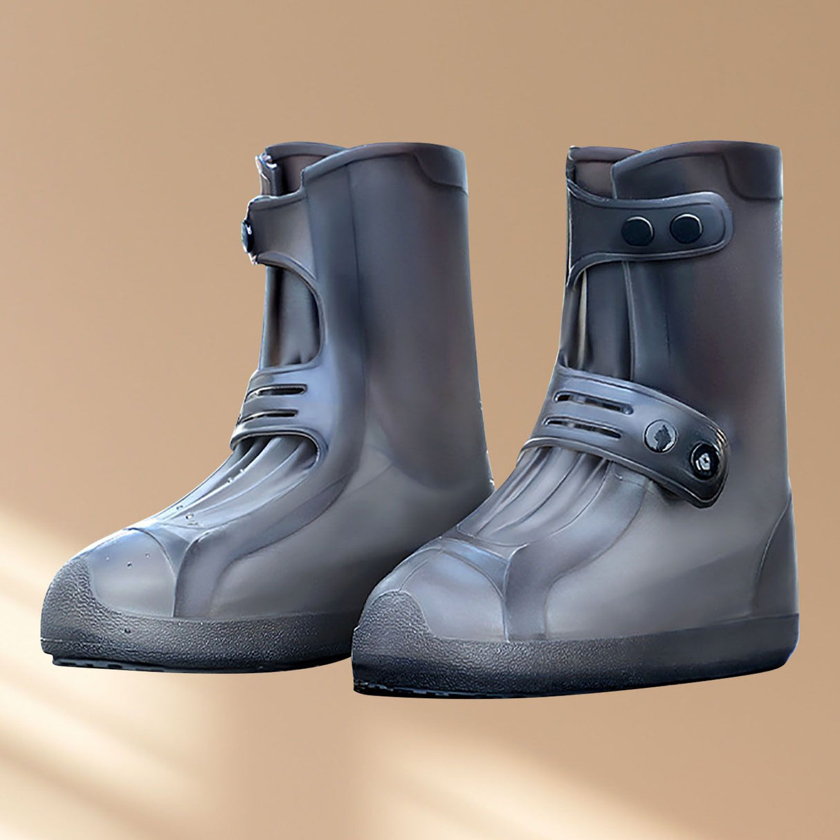 Waterproof Rain Boots Cover Silicone Comfortable Prevent Slip Thickened Outdoor Rain Shoe Covers for Men Women Fishing Hunting Tawny, Middle Tube Size 37‑39