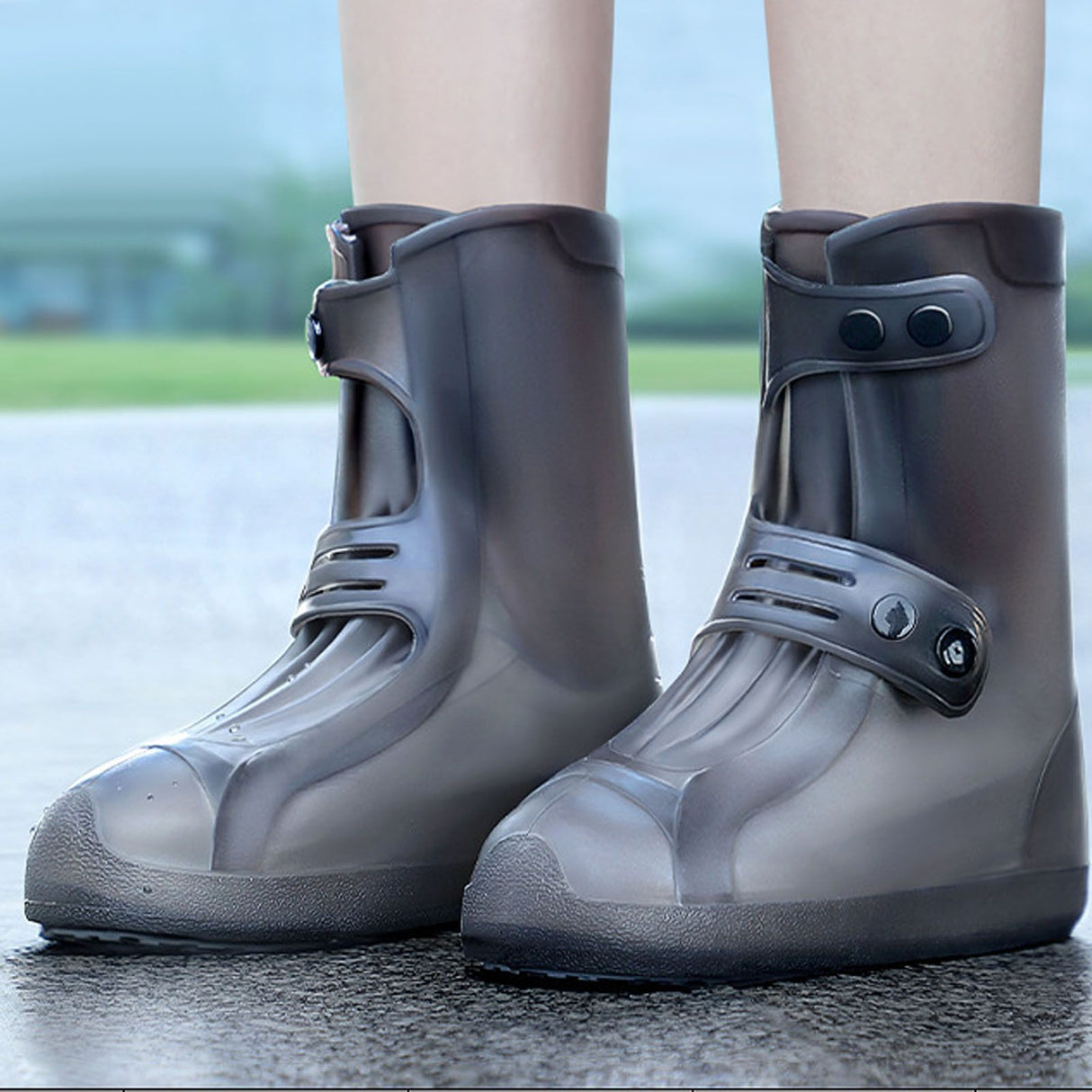 Waterproof Rain Boots Cover Silicone Comfortable Prevent Slip Thickened Outdoor Rain Shoe Covers for Men Women Fishing Hunting Tawny, Middle Tube Size 37‑39