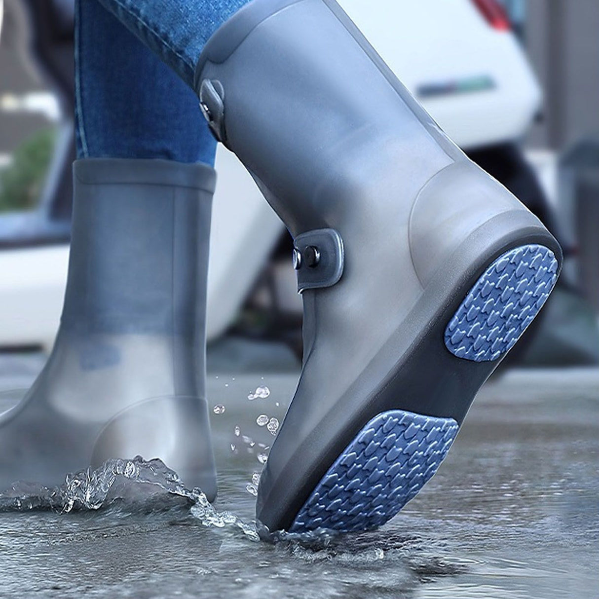Waterproof Rain Boots Cover Silicone Comfortable Prevent Slip Thickened Outdoor Rain Shoe Covers for Men Women Fishing Hunting Tawny, Middle Tube Size 37‑39