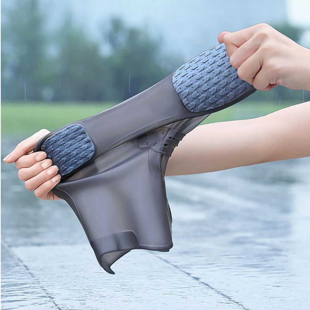 Waterproof Rain Boots Cover Silicone Comfortable Prevent Slip Thickened Outdoor Rain Shoe Covers for Men Women Fishing Hunting Tawny, Middle Tube Size 37‑39