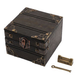Large Jewelry Box Large Capacity Antique Durable Wood Dark Grey Vintage Jewelry Box with Metal Lock for Jewelry Trinkets