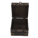 Large Jewelry Box Large Capacity Antique Durable Wood Dark Grey Vintage Jewelry Box with Metal Lock for Jewelry Trinkets - Low Angle