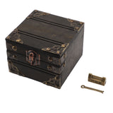 Large Jewelry Box Large Capacity Antique Durable Wood Dark Grey Vintage Jewelry Box with Metal Lock for Jewelry Trinkets