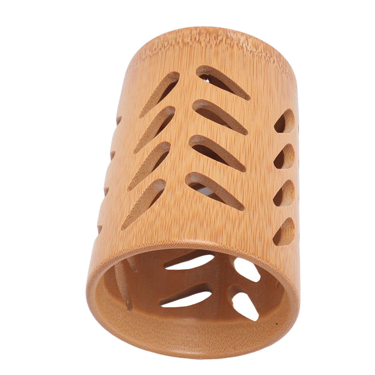 Storage Bucket Multi Purpose Cup Shape Bamboo Toothbrush Holder with Drainage Holes for Makeup Brushes