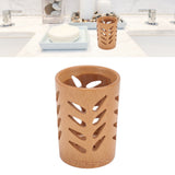 Storage Bucket Multi Purpose Cup Shape Bamboo Toothbrush Holder with Drainage Holes for Makeup Brushes - Extra Image