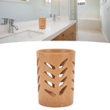 Storage Bucket Multi Purpose Cup Shape Bamboo Toothbrush Holder with Drainage Holes for Makeup Brushes