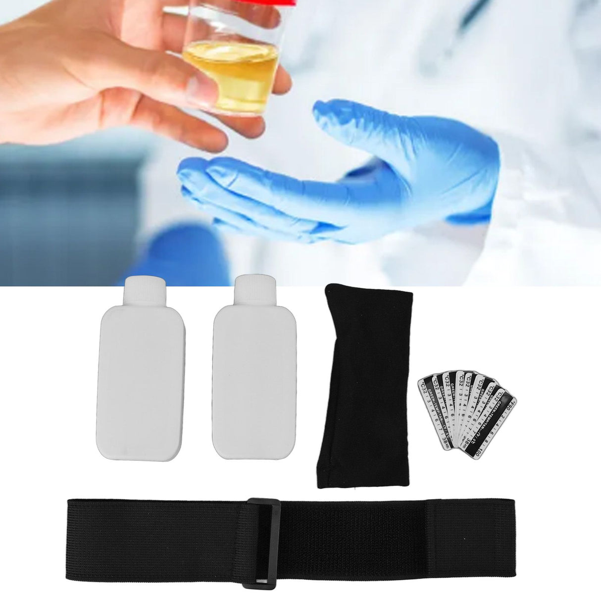 Urine Test Complete Kit Large Capacity With Leg Strap Oxford Pouch Insulated Gel Bag 2 Bottle 10 Temperature Test Strip Urine Test Kit for Home Travel