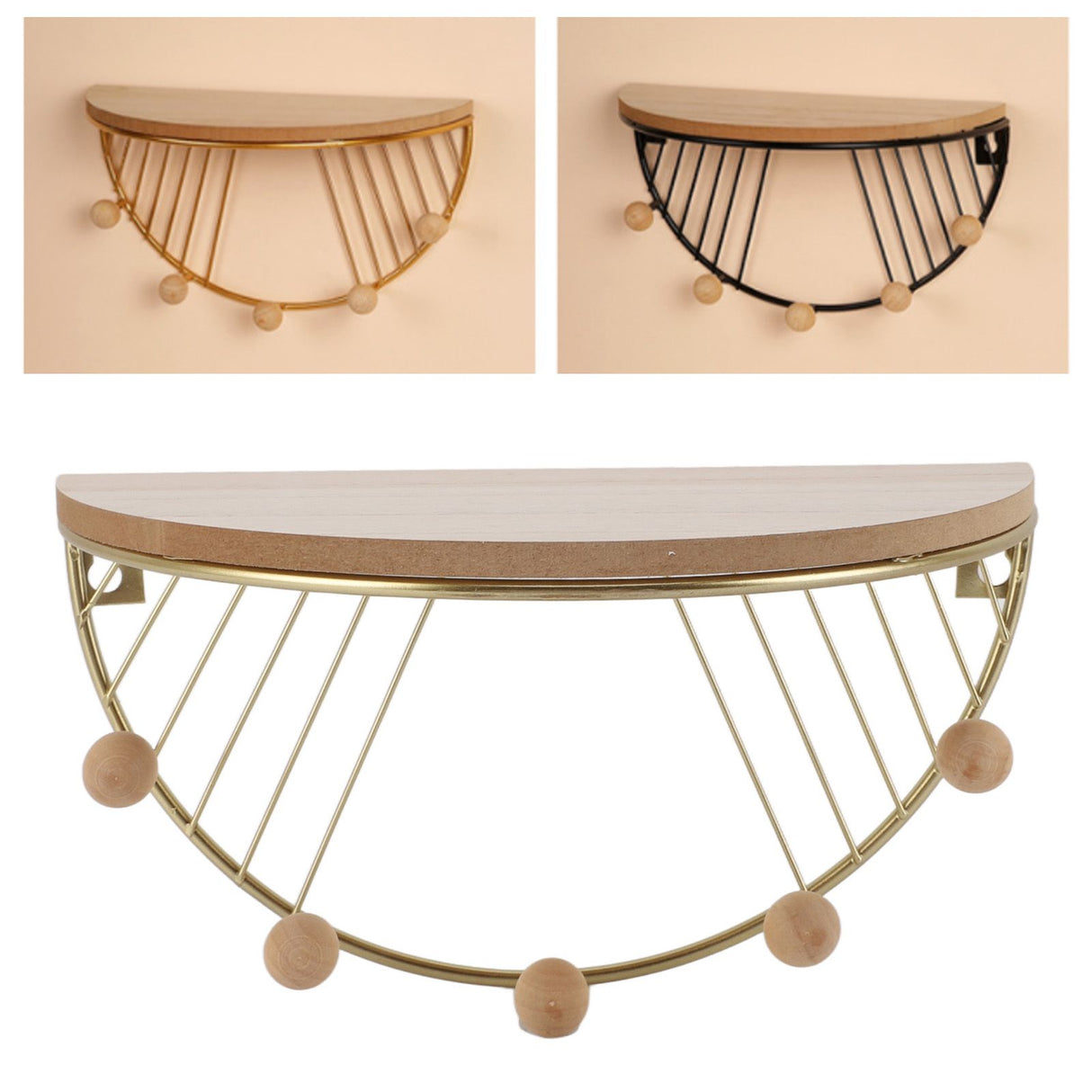 Modern Wall Shelves Fan Shaped Textured Exquisite Floating Shelves for Living Rooms Bedrooms Study Rooms Gold