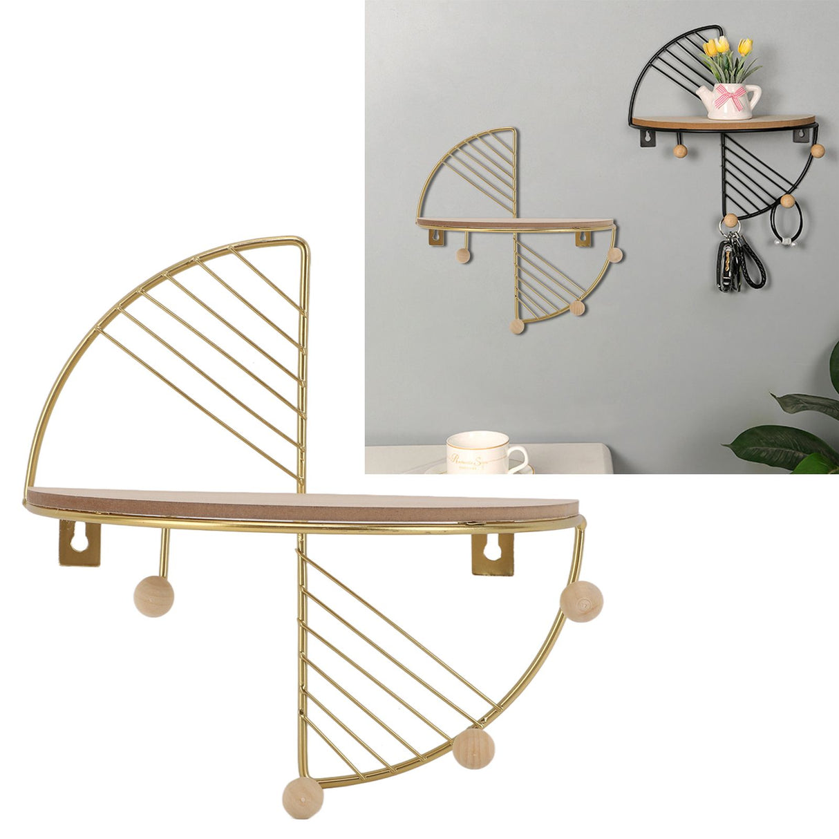 Wall Hanging Rack Iron Art Versatile Practical Wall Decoration Storage Rack for Home