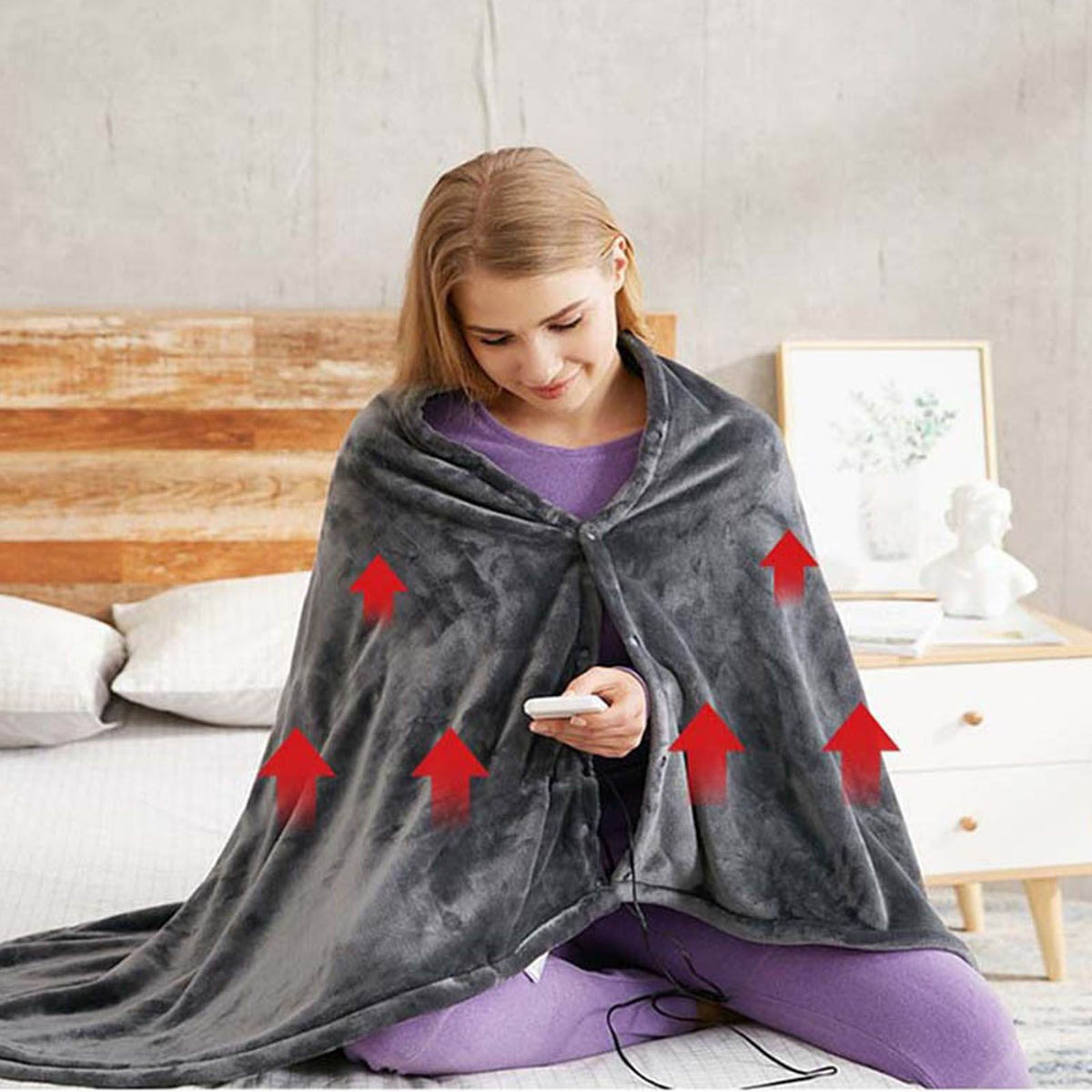 Electric Heated Blanket USB Powered 3 Levels Adjustable Fast Heating Heated Throw Cover for Home