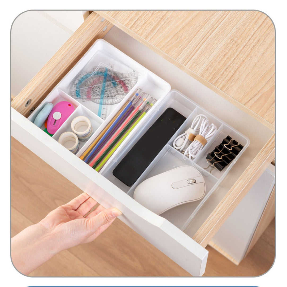 Desktop Organizer Box Drawer Divider Tray Desk Makeup Classification Storage Box for Bathroom Office Transparent