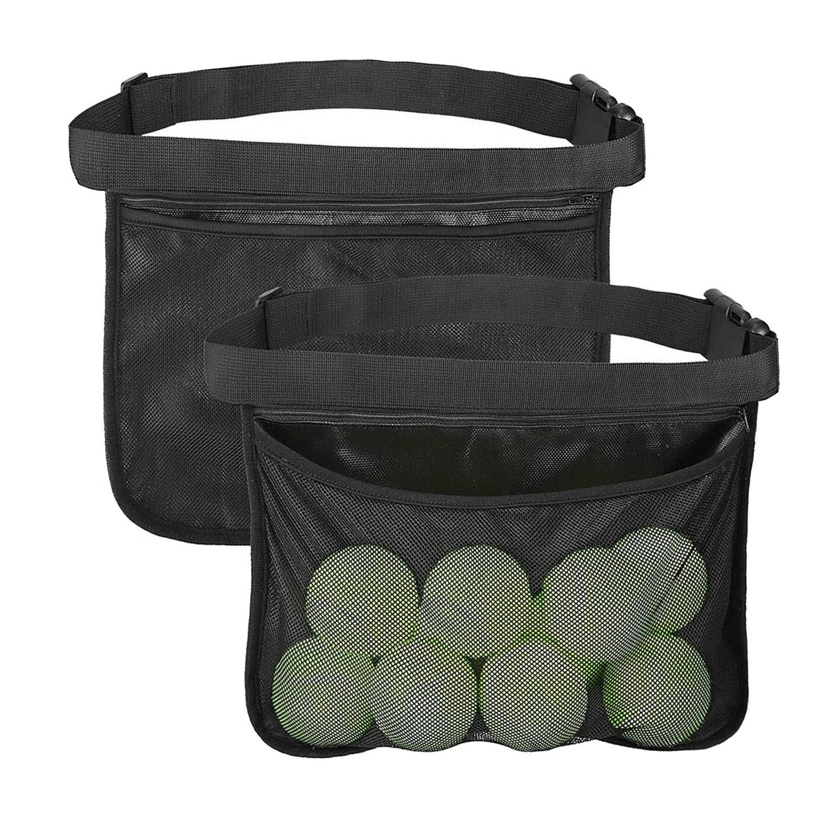 Tennis Ball Band Holder Mesh Bag Inner Zipper Pocket Adjustable Tennic Wasit Pouch for Training Match Outdoor