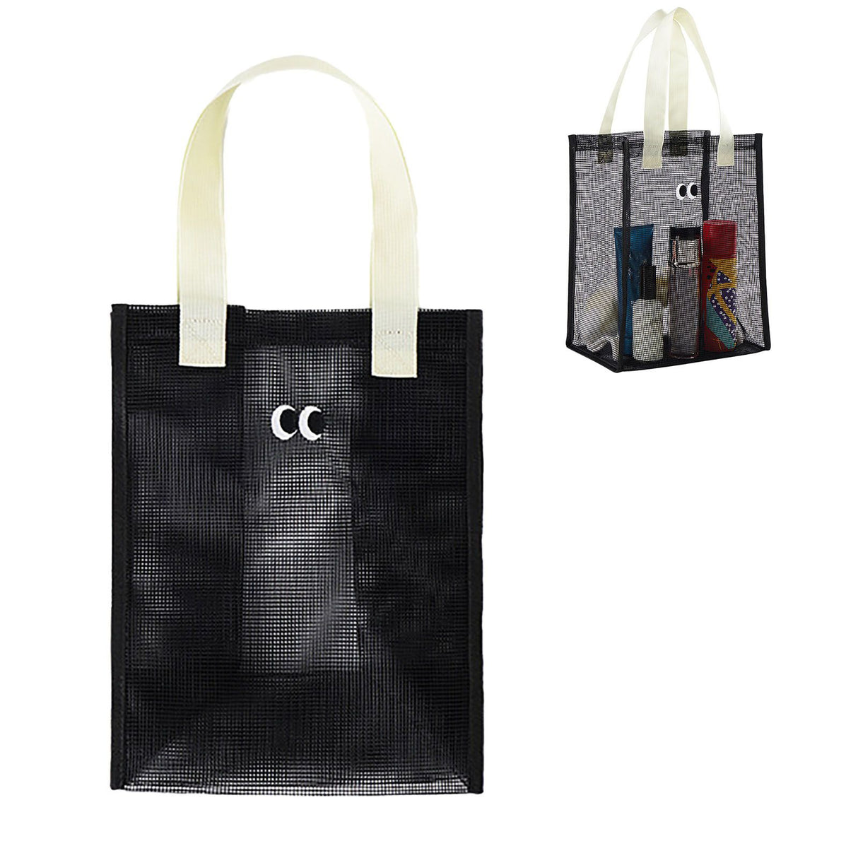 Mesh Shower Caddy Portable Hanging Shower Caddy Quick Dry Shower Bag for Bathroom Travel Toiletry Makeup Cosmetic Bag for Beach Black