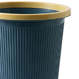 Trash Bin Plastic Exquisite Modern Garbage Container Can for Bathroom Kitchen Living Room Large Dark Blue